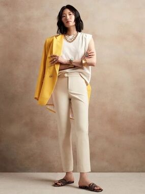 Banana Republic Cream High-Rise Cropped Straight Pants